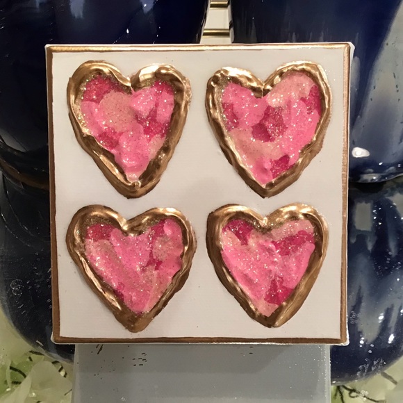 🔴PINK SPARKLE HEARTS PAINTING🔴🔴